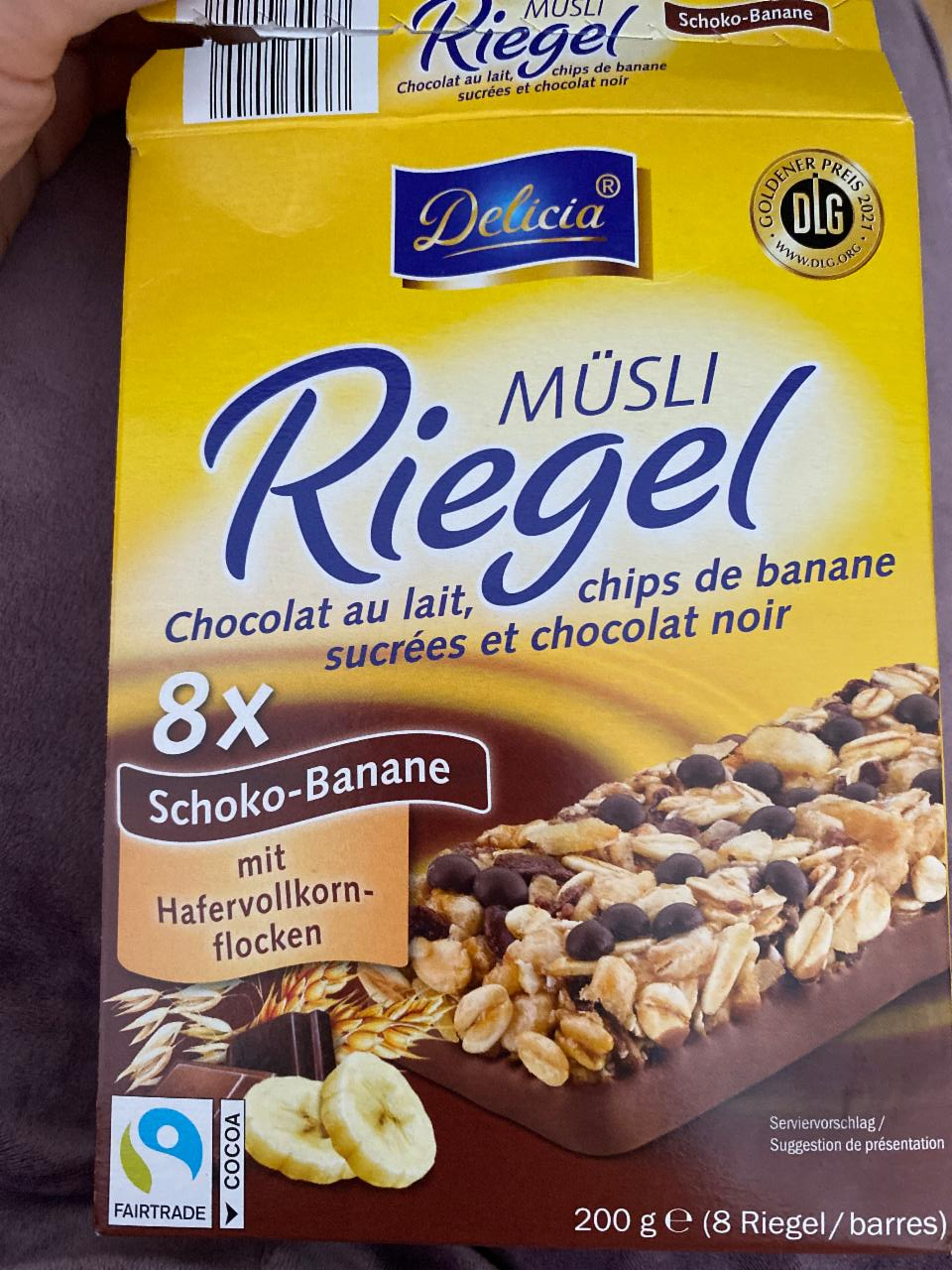 Фото - Батончик-мюслі шоколадно-бананові Riegel Delicia