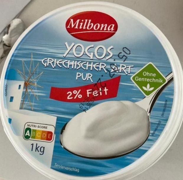 Фото - Грецький йогурт Yogos 2% жиру Milbona