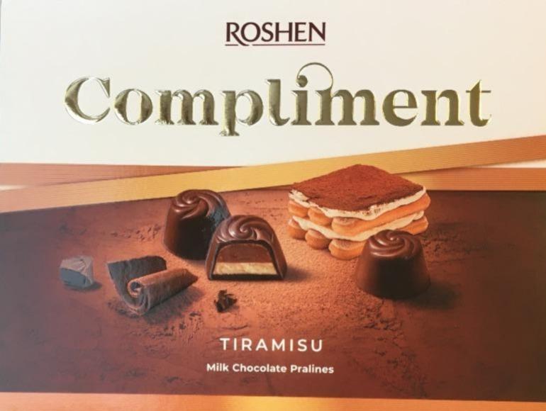 Фото - цукерки Compliment зі смаком Тірамісу Roshen