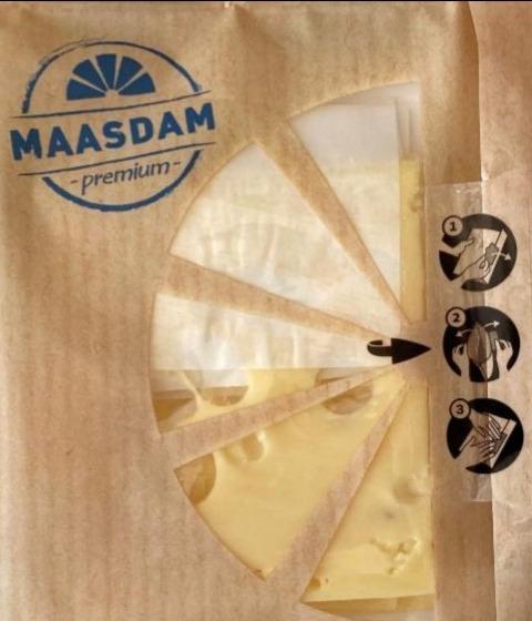 Фото - Напівтвердий сичужний сир з коров'ячого молока нпрізаний Масова частка жиру в сухій речовині не менше ніж 45% Maasdam