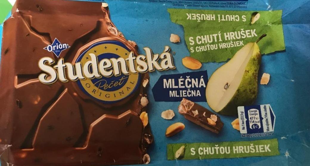 Фото - Шоколад молочний з арахісом, желейними шматочками та шматочками груші Studentska
