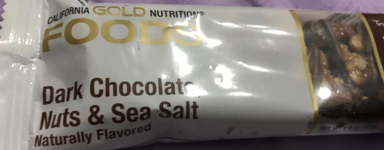 Фото - Батончик з чорним шоколадом, горіхами та морською сіллю California Gold Nutrition Foods
