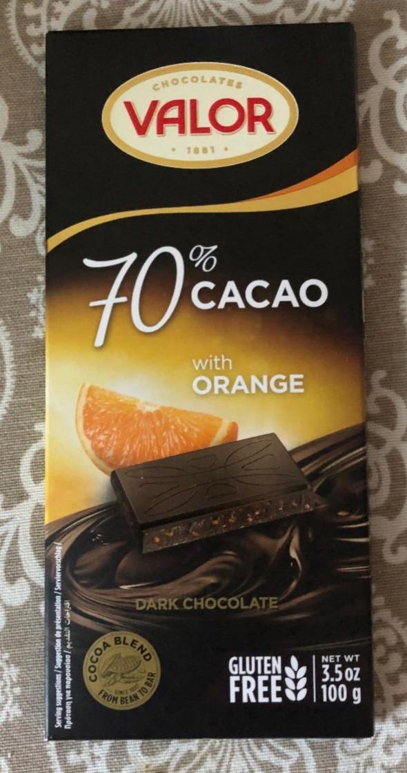Фото - Шоколад чорний 70% з апельсином Valor