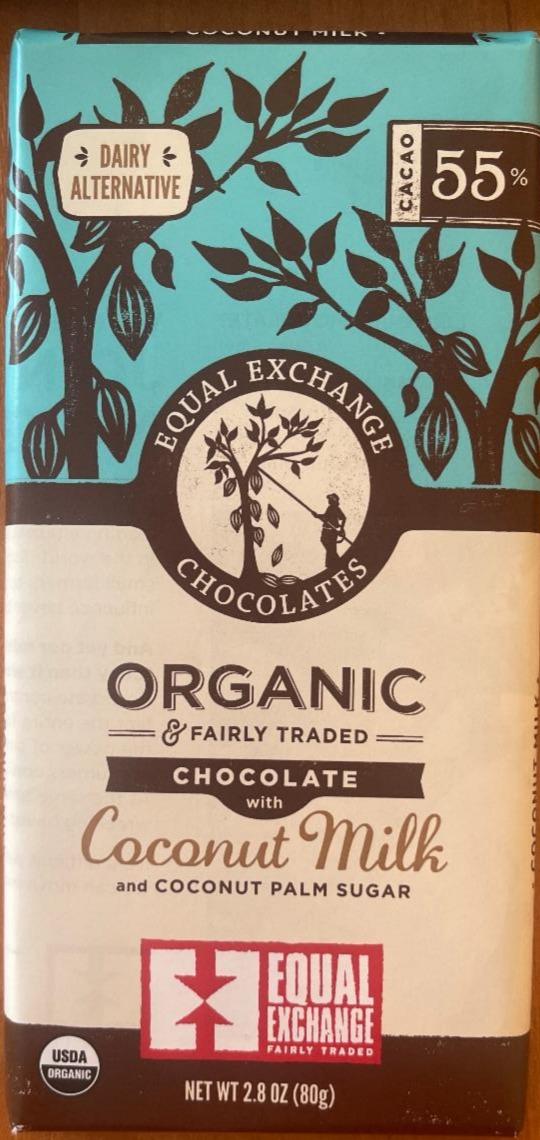 Фото - Органічний шоколад з кокосовим молоком та кокосовим цукром Equal Exchange