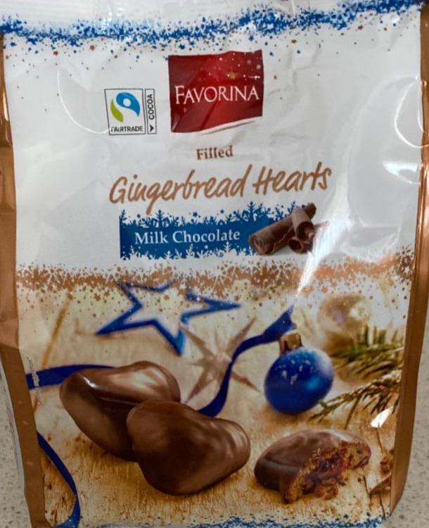 Фото - Пряники з начинкою в шоколаді Gingerbread Hearts Milk Chocolate Favorina