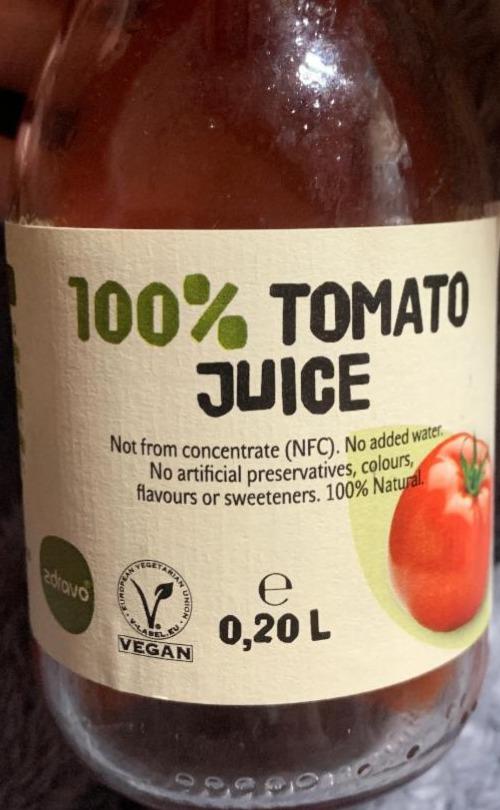 Фото - Сік томатний 100% Tomato Juice Zdravo