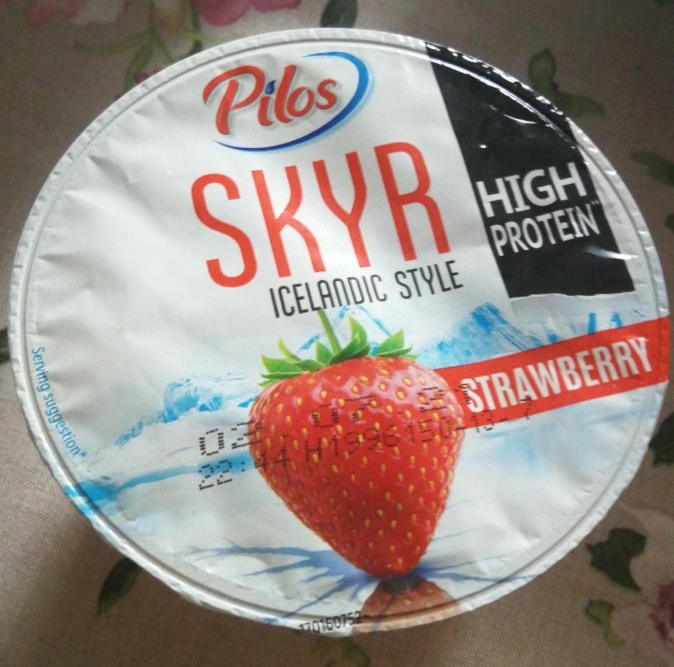 Фото - Йогурт скир 0.2% жиру зі смаком полуниці Pilos