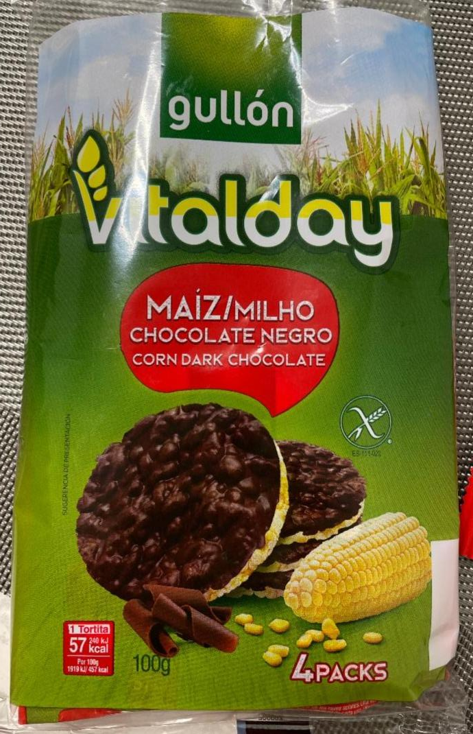Фото - Хлібці кукурудзяні з чорним шоколадом Vitalday Gullon