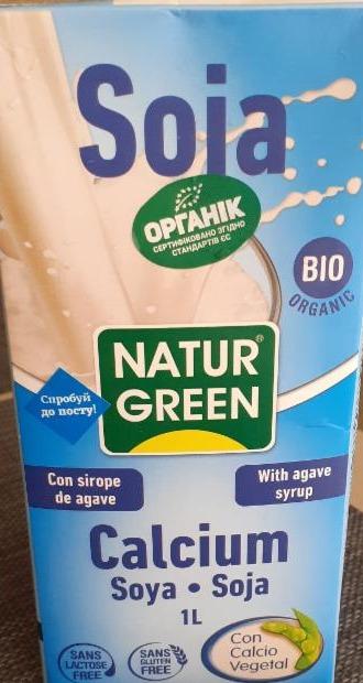 Фото - рослинне органічне молоко з сої з сиропом агави та морськими вапняними водоростями Natur Green Soja