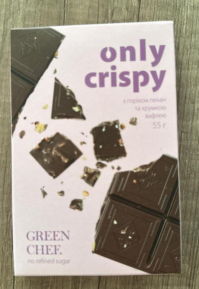 Фото - Шоколад 63% темний з підсолоджувачами з горіхом пекан та вафлею Only Crispy Green Chef