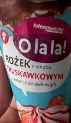 Фото - Ola la rożek o smaku truskawkowym z sosem truskawkowym Intermarché