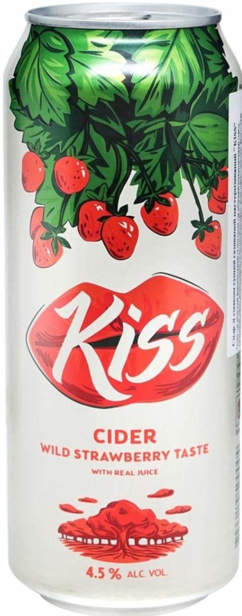 Фото - Сидр зі смаком суниці газований пастеризований Kiss