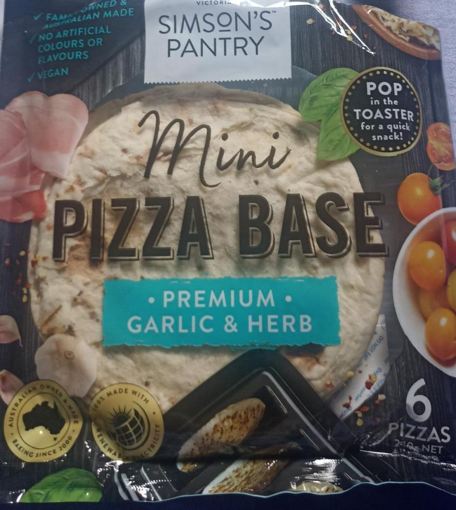 Фото - Mini Pizza Base Premium Garlic & Herb Simson's Pantry
