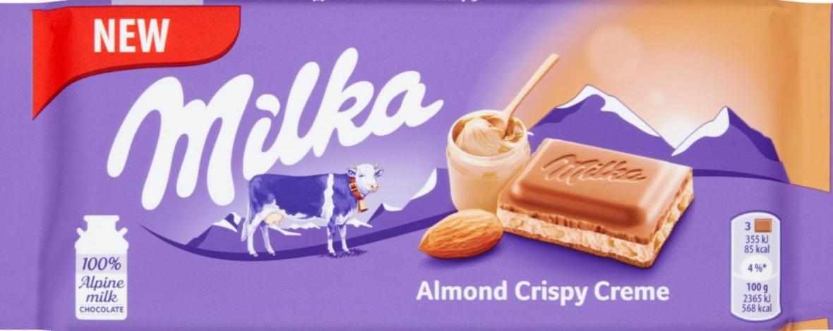 Фото - Шоколад молочний з хрусткою мигдальною начинкою Almond Crispy Creme Milk Chocolate Milka