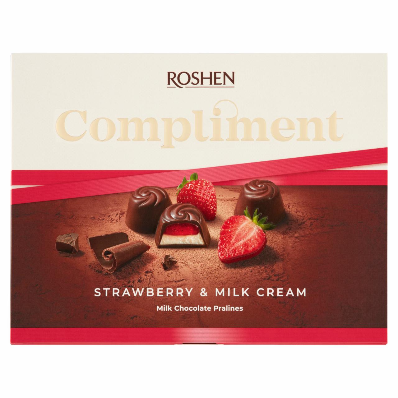 Фото - цукерки шоколадні з полунично-молочною начинкою Compliment Roshen