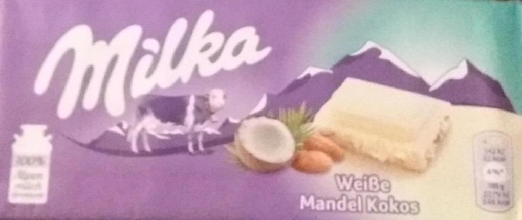 Фото - Шоколад білий з мигдалем і кокосом Milka (Мілка)