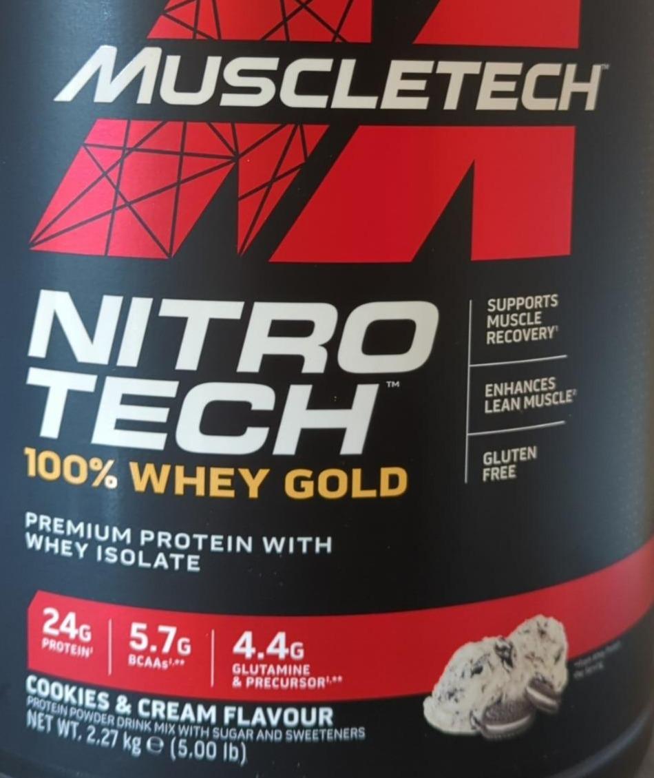 Фото - Протеїн NitroTech 100% Whey Gold преміум-класу з ізолятом сироватки смаком печива та вершків Muscletech