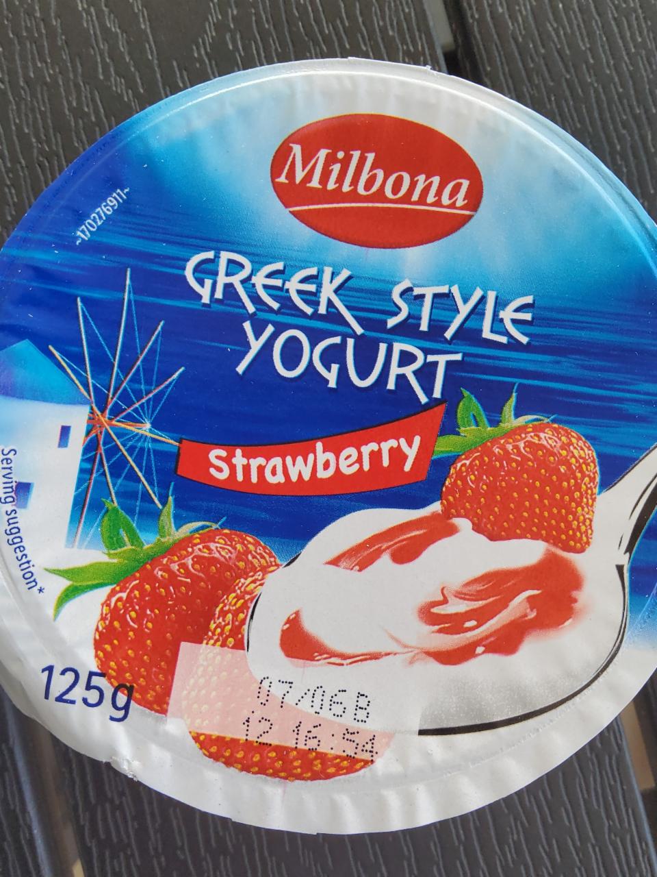 Фото - Йогурт зі смаком полуниці Greek style yogurt Milbona