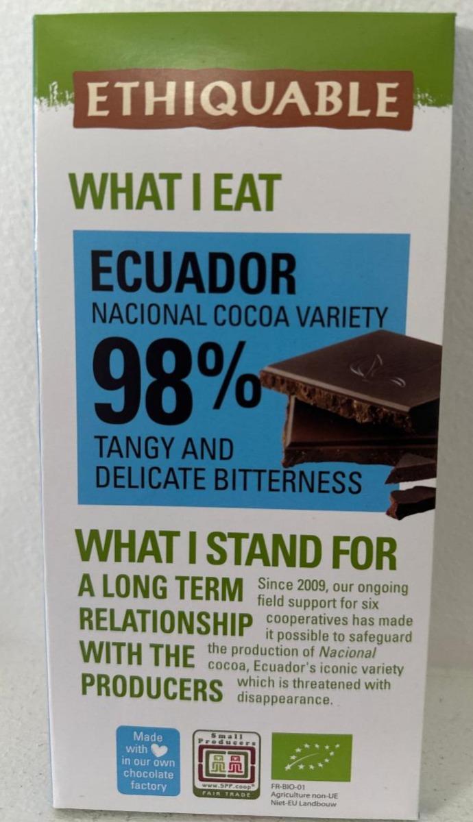 Фото - Ecuador chocolate 98% Ethiquable