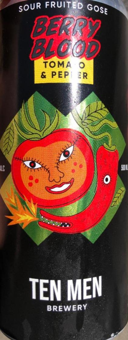 Фото - Пиво 4% напівтемне нефільтроване непастеризоване Tomato&Pepper Berry Blood Ten Men Brewery