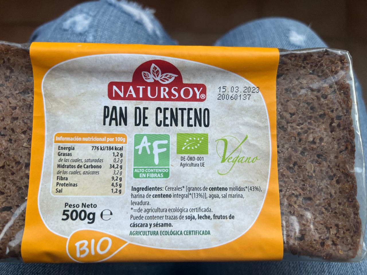 Фото - Хліб житній цільний Pan De Centeno Natursoy