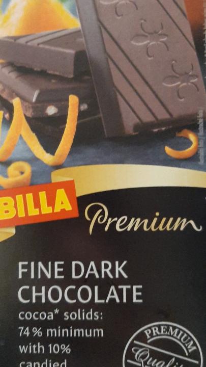Фото - Шоколад чорний 75% з апельсиновою цедрою Fine Dark Chocolate Billa Premium