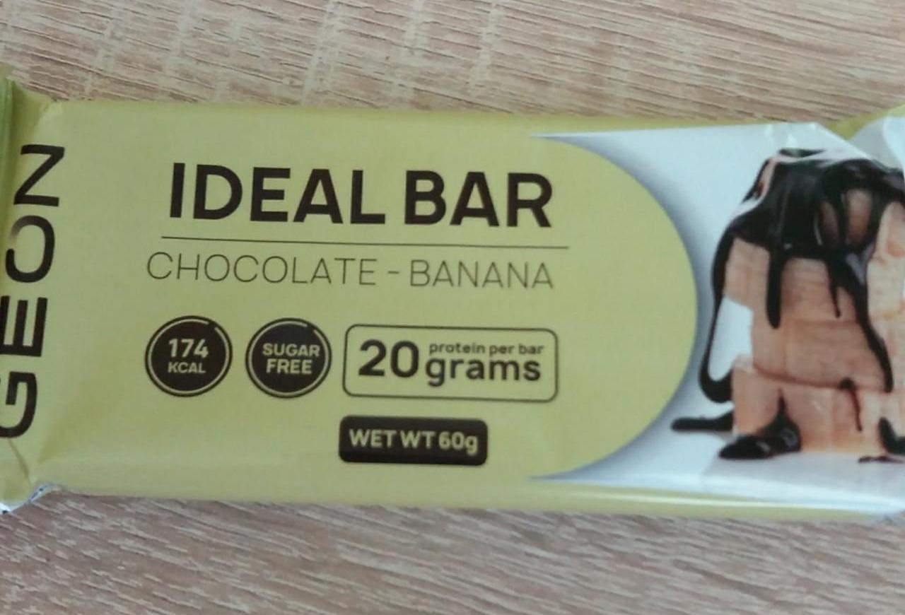 Фото - Батончик протеїновий без цукру зі смаком шоколад-банан Chocolate-Banana Ideal Bar Geon