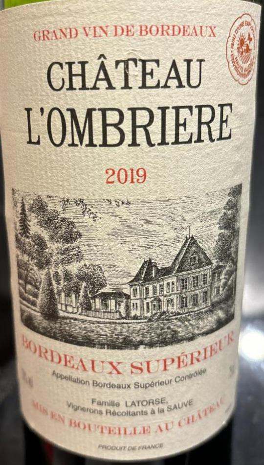 Фото - Вино виноградне червоне сухе Chateau L’ombriere 2019 Bordeaux Superieur AOC Maison Sichel