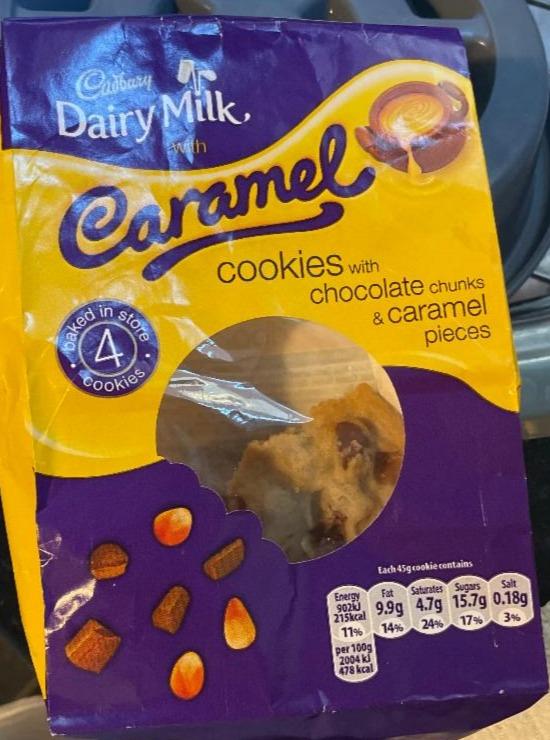 Фото - Caramel cookies with chocolate chunks caramel pieces Dairy Millk