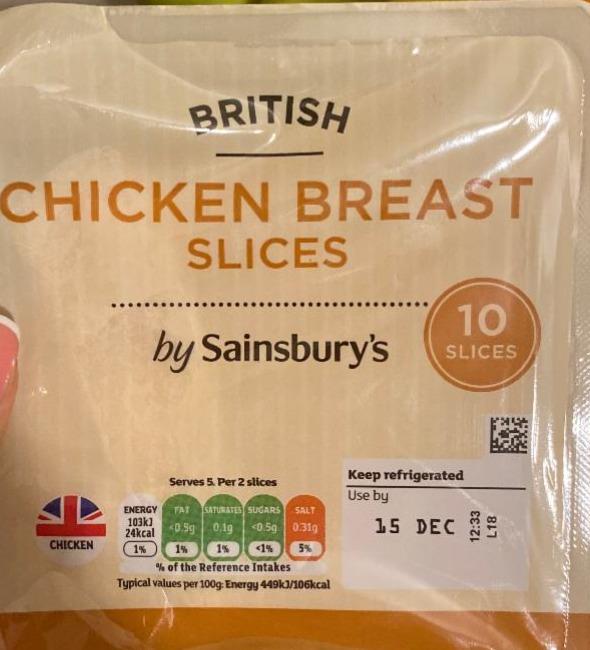 Фото - Ковбаса куряча Chicken Breast Slices by Sainsbury's