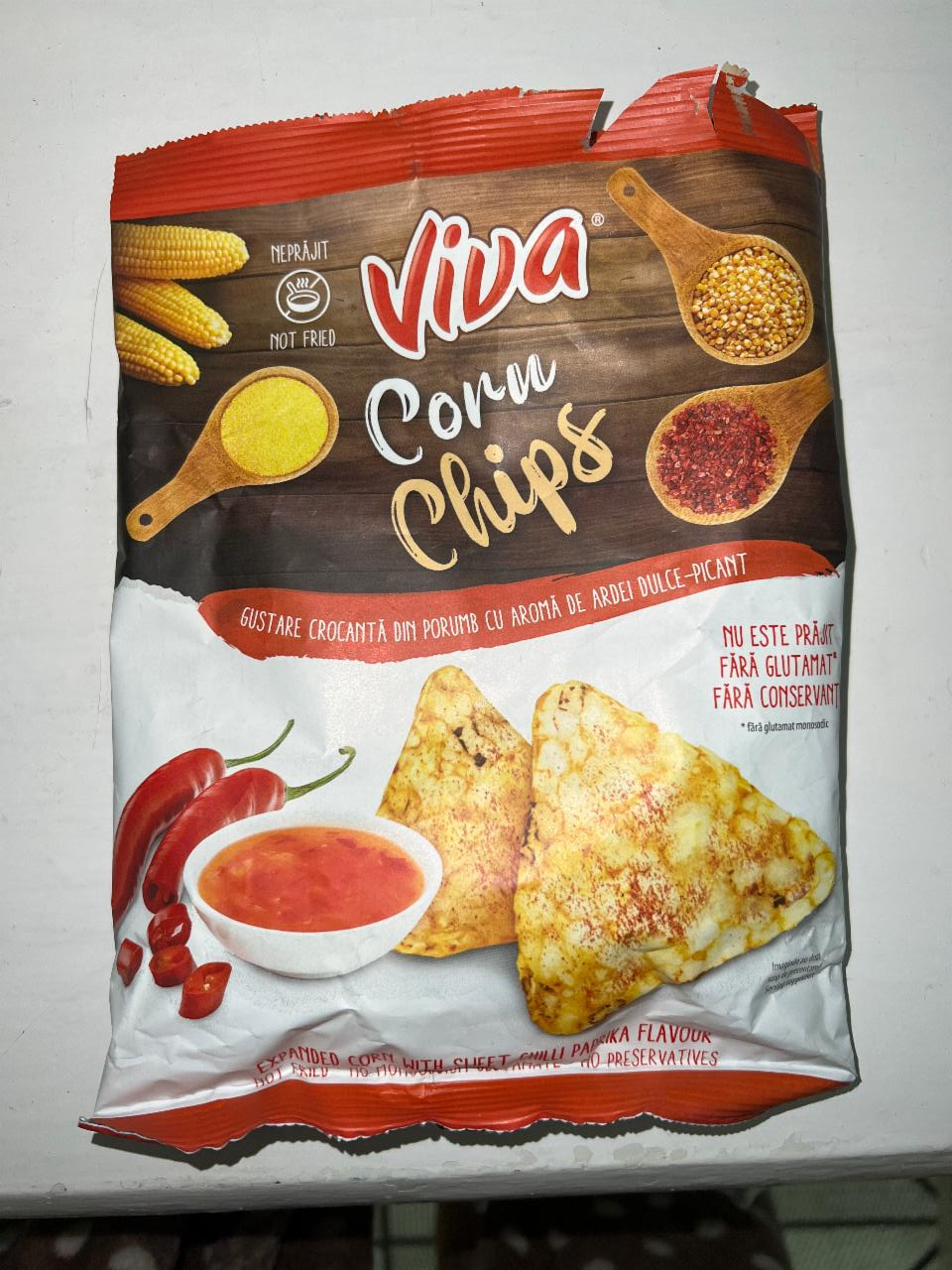 Фото - Чіпси кукурудзяні зі смаком перцю чилі Corn Chips Viva