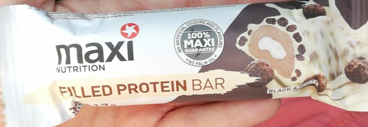Фото - Батончик протеїновий Filled Protein Bar чорно-білий Maxi Nutrition