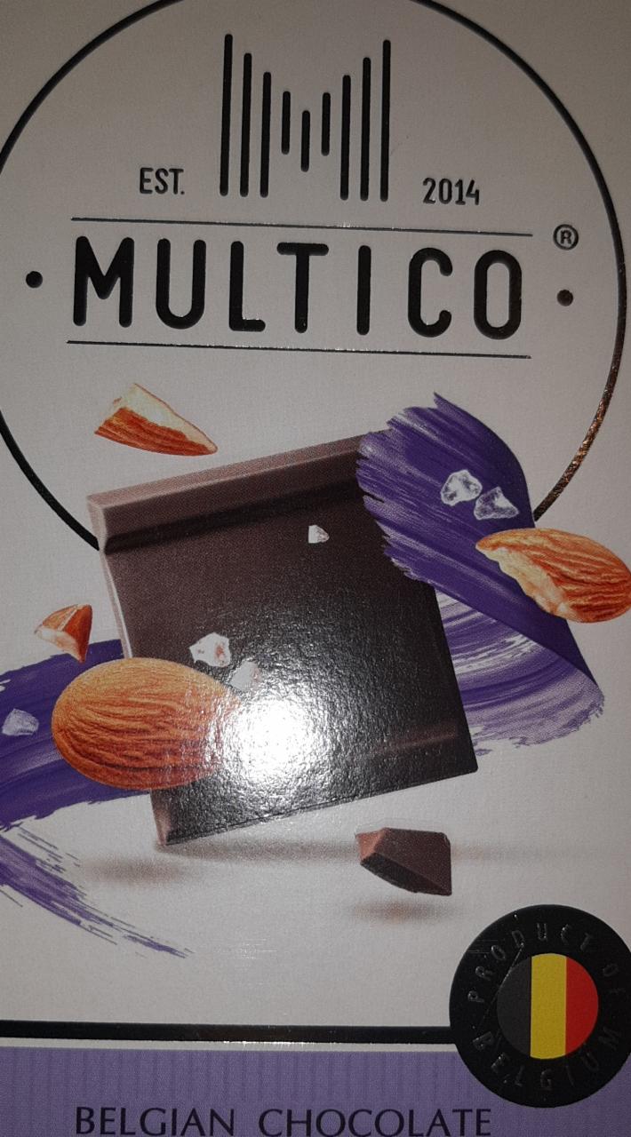 Фото - Шоколад чорний 57% зі шматочками мигдалю та морською сіллю Multico