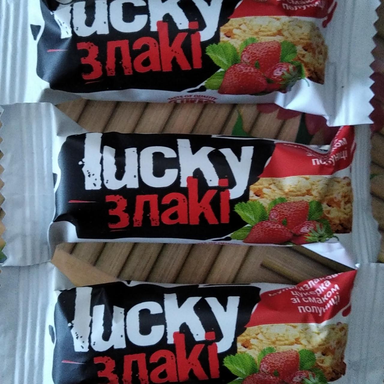 Фото - Цукерка мультизлакова зі смаком полуниці Lucky Злакі