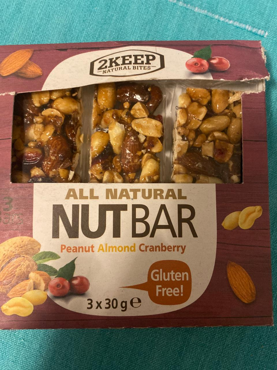 Фото - Батончики горіхові арахіс-мигдаль All Natural Nut Bar 2Keep