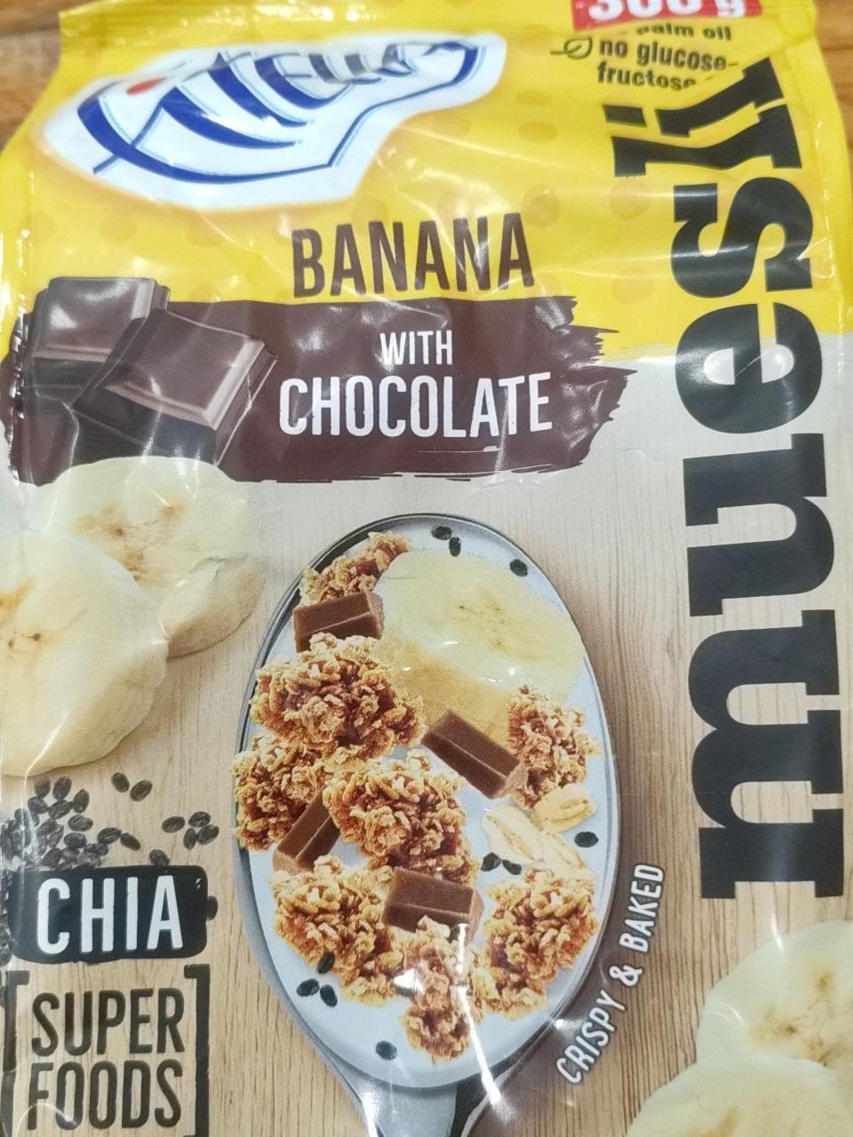 Фото - Musli chrupkie bananowe z kawałkami czekolady i nasionami chia Fitella