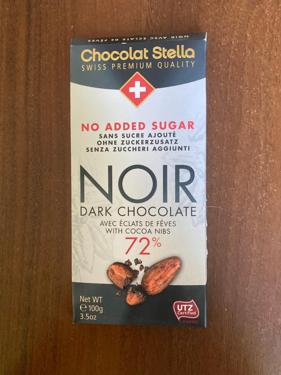 Фото - Шоколад чорний Екстра з бобами какао без цукру Chocolat Stella