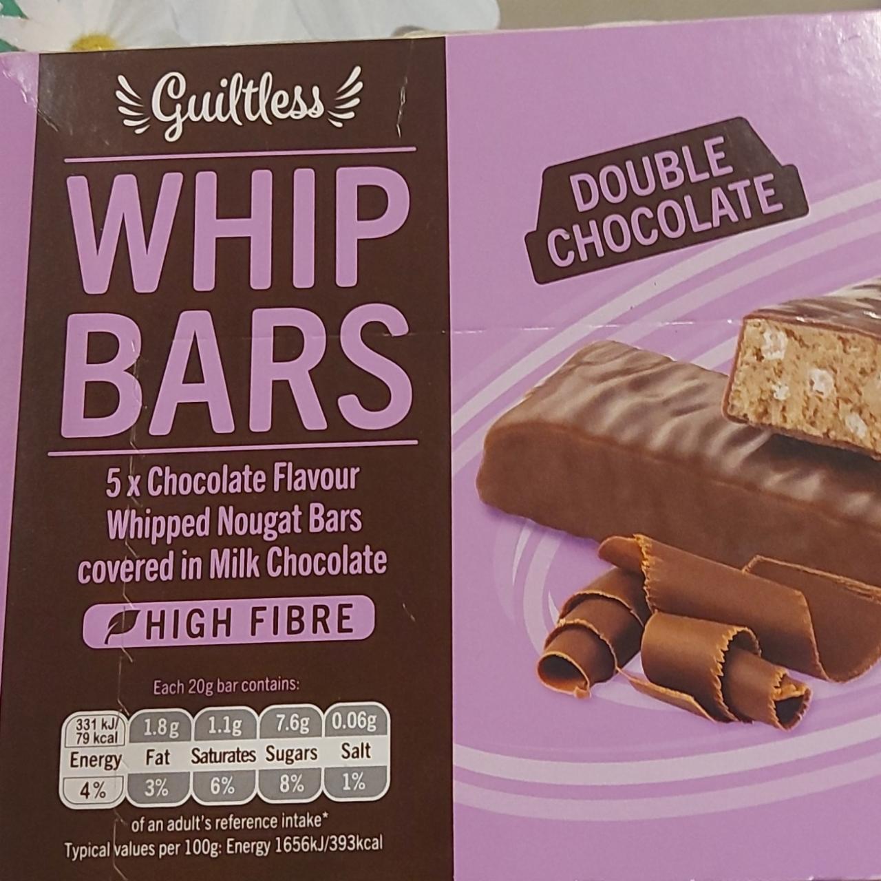 Фото - Батончики зі смаком шоколаду з нугою вкриті молочним шоколадом Whip Bars Double Chocolate Guiltless