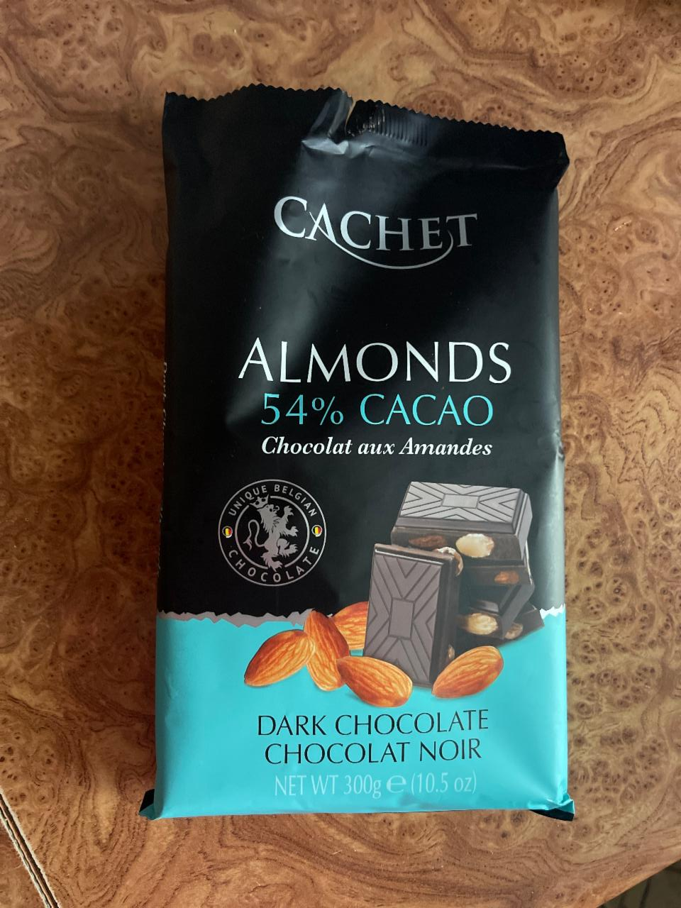 Фото - Шоколад чорний 54% з мигдалем Dark Chocolate Almonds Cachet