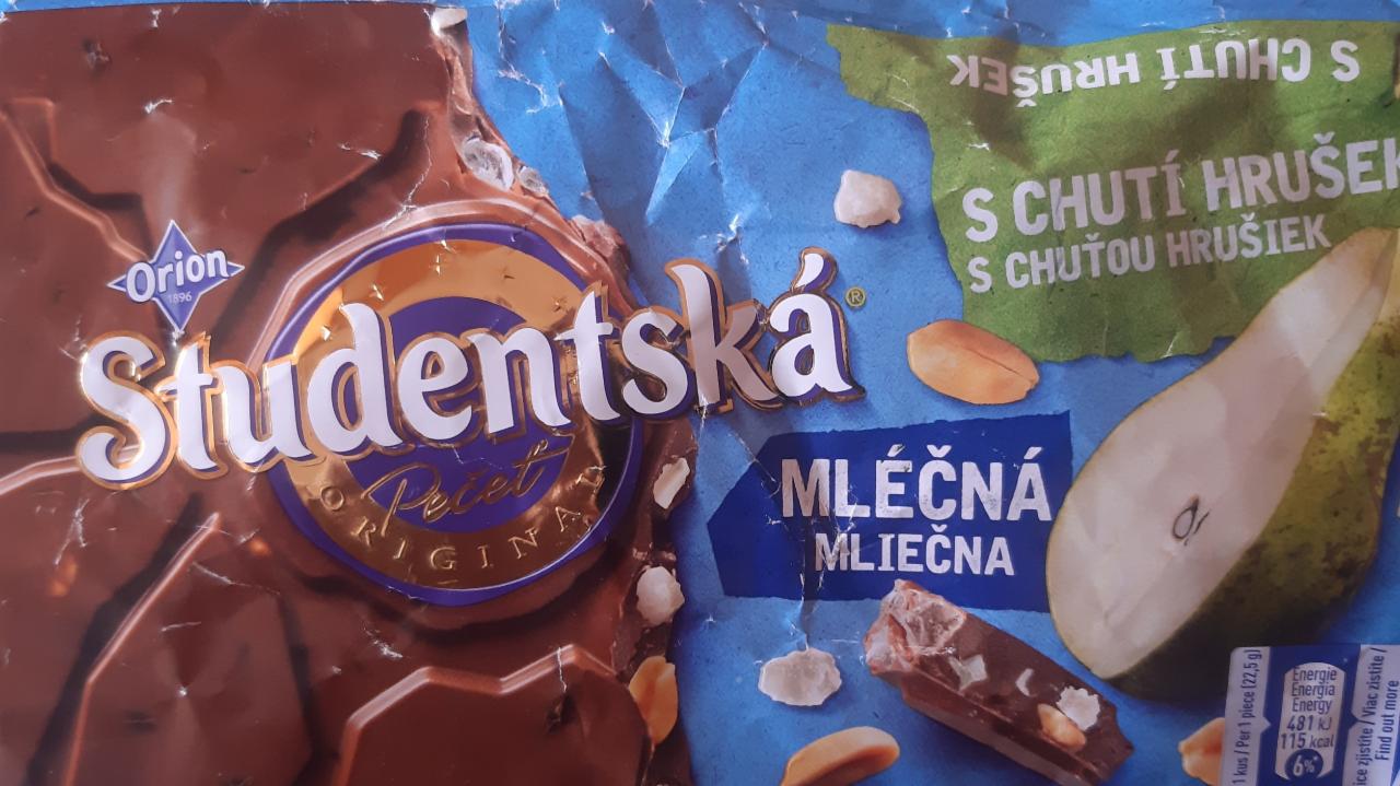 Фото - Шоколад молочний Orion Studentska Pecet грушею і арахісом