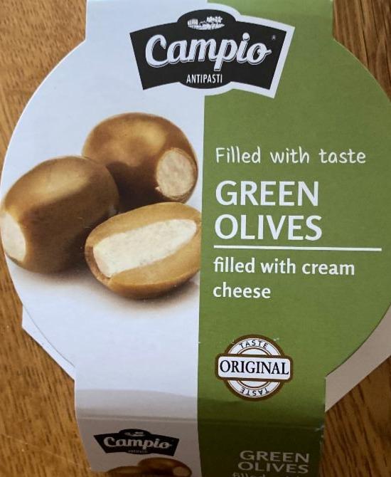 Фото - Закуска Оливки зелені фаршировані вершковим сиром в ріпаковій олії Campio