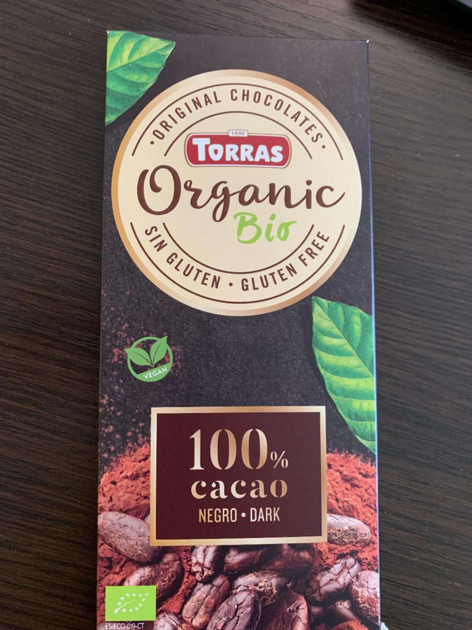 Фото - Шоколад чорний 100% какао Bio Organic Torras