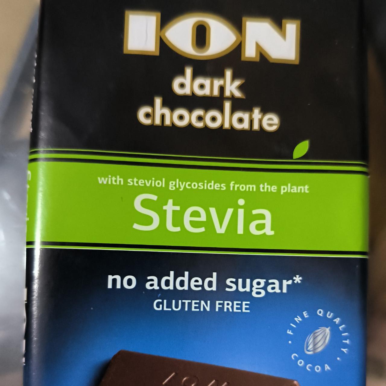Фото - Шоколад чорний зі стевією без цукру Dark Chocolate Ion
