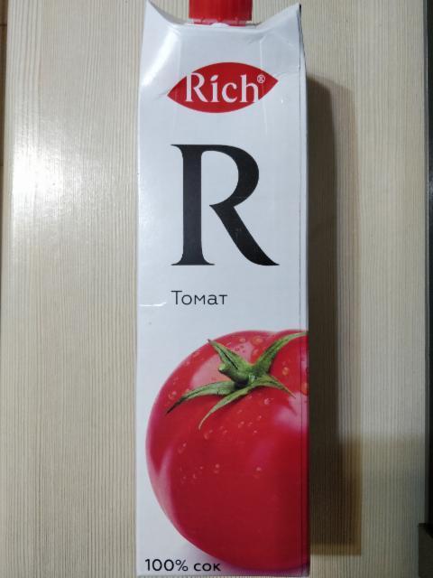 Фото - Сік томатний відновлений з сіллю з м'якоттю стерилізований та асептично упакований Rich