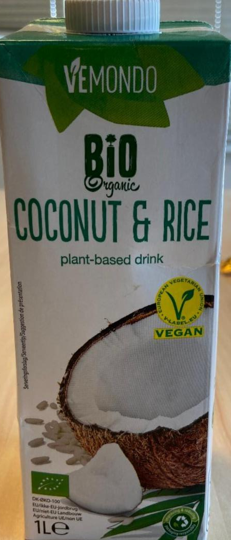 Фото - Органічний кокосовий і рисовий напій без цукру Vemondo