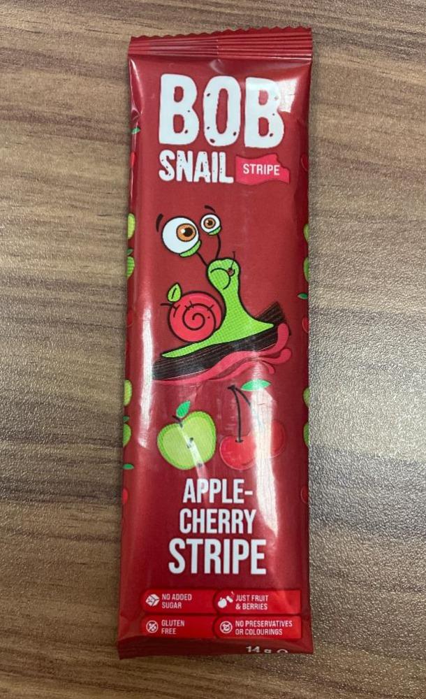 Фото - Цукерка натуральна фруктово-ягідна Яблучно-вишневий страйп Равлик Боб Bob Snail