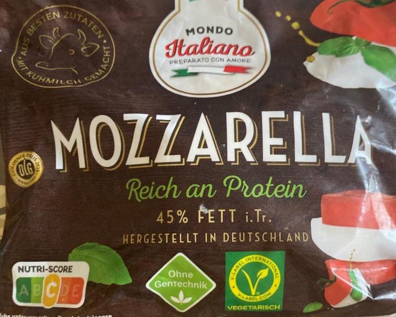 Фото - Mozzarella reich an Protein 45% fett Mondo Italiano