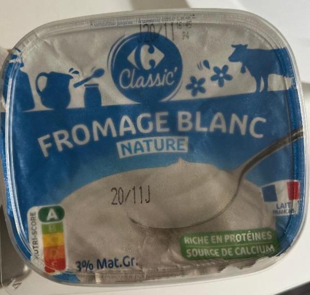 Фото - Сир кисломолочний 3% Fromage Blanc Nature 3% Carrefour Classic
