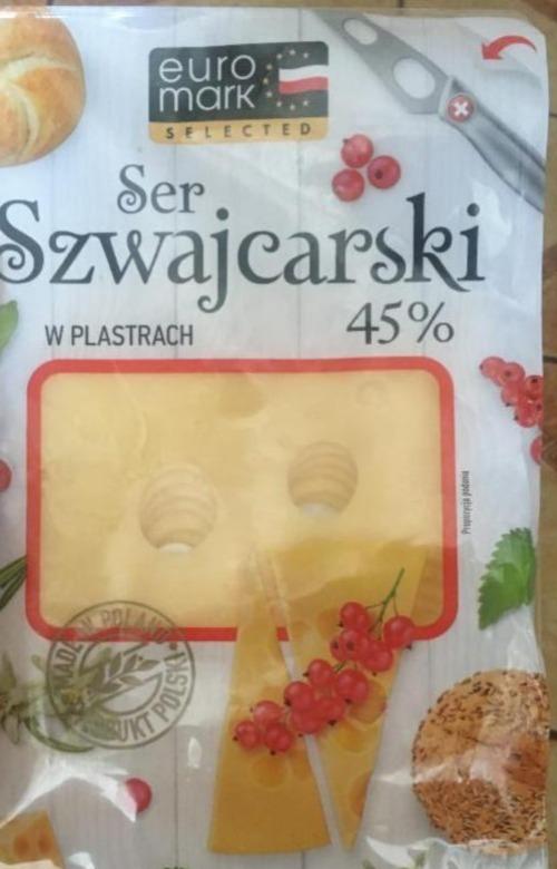 Фото - Сир напівтвердий Швейцарський пластинками 45% жиру в сухій речовині Euro Mark