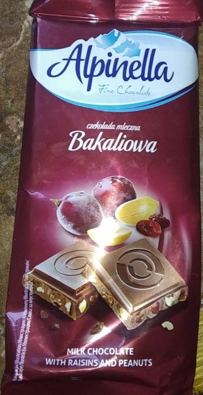 Фото - Молочний шоколад Bakaliowa з арахісом та родзинками Alpinella